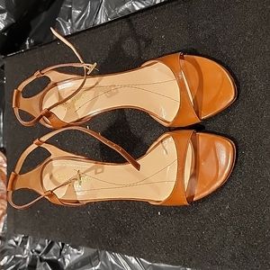 461gap Kate Spade chestnut leather adjustable ankle strap women's heels 6.5